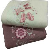 Özdilek 4 Adet Mariposa Nakışlı El Yüz Havlusu 50X90 cm Krem-Mürdüm - 50 x 90 cm - Renkli