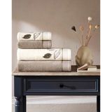 Özdilek 4 Parça Bamboo Hamam Seti -Folha De Ouro Bej Krem- Havlu Seti - Bej - Krem - 70 x 150 cm