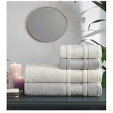 Özdilek 4 Parça Best Hamam Seti, Banyo Havlu Takımı Camellıa Gri -Krem