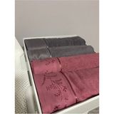 Özdilek 4 Parça Best Hamam Seti, Banyo Havlu Takımı-Ditsy Mürdüm Antrasit - 70 x 150 cm