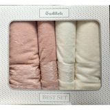 Özdilek 4 Parça Best Set -Elissa Bej Krem- Hamam Seti, Havlu Seti - Bej - Krem - 70 x 150 cm