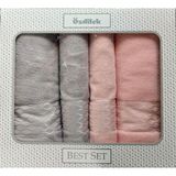Özdilek 4 Parça Best Set -Elissa Gri Pudra- Hamam Seti, Havlu Seti - Gri - Pudra - 70 x 150 cm