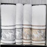 Özdilek 4 Parça Hamam Seti -Frond Gri Kahve- (Banyo Havlusu Büyük Boy), Havlu Seti - Gri - Kahverengi - 90 x 150 cm