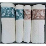 Özdilek 4 Parça Hamam Takımı (2 Ad 90X150 + 2 Ad 50X80) Bej-Mint - 90 x 150 cm