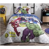 Özdilek Avengers Team Mavi Tek Kişilik Fitted Çarşaf Kapitone Nevresim Takımı - Açık Mavi - 180 x 230 cm