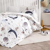 Özdilek Bebek Nevresim Takımı Cute Space Krem Ranforce Kumaş ile Yumuşak ve Rahat 100x150 cm