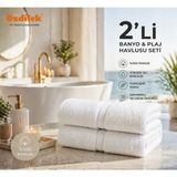 Özdilek Belda Plaj Havlusu 70X140 cm %100 Pamuk – Büyük Boy Yumuşak Havlu | Yüksek Emici & Hızlı Kuruyan Deniz, Plaj, Havuz Havlusu - Beyaz - 140 x 70 cm