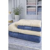 Özdilek Blossom Best Set (Hamam Takımı) Krem-Indigo - 70 x 150 cm - Krem - Indigo