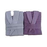 Özdilek Camellia Gri Mürdüm Aile Bornoz Seti + Banyo Paspas 9947 - M - L - Mürdüm - Gri