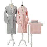 Özdilek Camellia Gri Pembe Bornoz Seti 3400 - Standart - Gri - Pembe