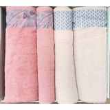 Özdilek Candidum Pembe-Krem/Mavi Best Set Bambu Aile Hamam Seti Havlu Set - 90 x 150 cm - 50 x 90 cm - Krem - Pembe