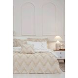 Özdilek -Chevron Bej- Çift Kişilik Yatak Örtülü Nevresim Takımı (6 Yastık Kılıflı) - 200 x 220 cm