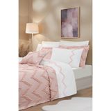 Özdilek -Chevron Pudra- Çift Kişilik Yatak Örtülü Nevresim Takımı (6 Yastık Kılıflı) - 240 x 250 cm