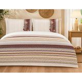 Özdilek Çift Kişilik Ranforce Nevresim Takımı Reef Stripe Bordo Lastiksiz Çarşaf%100 pamuk