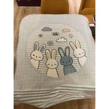 Özdilek Desenli Hello Rabbıt Bebek Battaniyesi (100X120)-Mavi