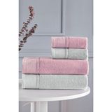 Özdilek Ditsy Best Set Hamam Takımı - Pembe - Gri - 50 x 90 cm
