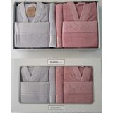 Özdilek Dıtsy Bornoz Takımı Aile Seti %100 Pamuk/cotton - Pembe - Gri