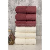 Özdilek Ditsy El-Yüz Havlusu 6 Adet-Krem-Mürdüm - 50 x 80 cm - Krem - Mürdüm