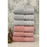 Özdilek Ditsy El-Yüz Havlusu 6 Adet-Pembe-Gri - 50 x 80 cm - Gri - Pembe