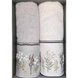 Özdilek Ditsy Garden 2'li Nakışlı El ve Yüz Havlusu 50X90 cm - 50 x 90 cm - Gri - Beyaz