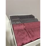 Özdilek Ditsy Mürdüm - Antrasit Pamuklu Hamam Takımı 70 x 150 cm 2 Adet Banyo Havlusu ve 2 Adet Baş Havlusu