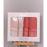 Özdilek Dory Best Set Hamam Takımı Pamuk 70 x 150 cm Kiremit-Bej Renkli 4 Parça Set - Bej - Kiremit