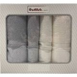 Özdilek Dory Best Set Hamam Takımı - Pamuk Malzeme, Krem-Gri Renk, 70 x 150 cm Boyut - Krem - Gri