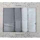 Özdilek Elissa Best Set Hamam Takımı - Gri - Beyaz - 70 x 150 cm - Beyaz - Gri