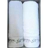 Özdilek Foglia 2'Li Nakışlı Yüz Havlusu 50X90 - Beyaz Yeşil Beyaz - Yeşil