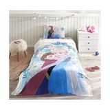 Özdilek Frozen Winter %100 Pamuk Tek Kişilik Disney Lisanslı Lastikli Fitted Çarşaf Çocuk Pike Takımı - Mavi