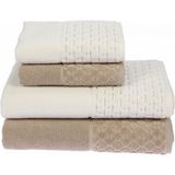 Özdilek Hamam Seti Adria Krem Kahve 2 Banyo 2 El Yüz Havlusu Özdilek Havlu Seti - Açık Bej - 100 x 150 cm