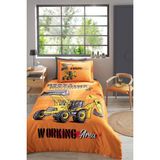 Özdilek Heavy Machine Tek Kişilik Lastikli Fitted Çarşaf Nevresim Takımı - Turuncu - 160 x 220 cm