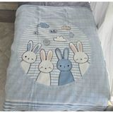 Özdilek Hello Rabbit Mavi Bebek Battaniyesi - 100 x 120 cm - Açık Mavi - Bej