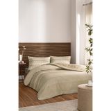 ÖZDİLEK Herringbone Çift Kişilik Soft Life Saten Nevresim Takımı,Bej 200 X 220