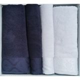 Özdilek Lırıo Lacıvert-Grı Best Set Hamam Takımı - Standart - Lacivert - Krem