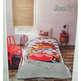 Özdilek Lisanslı Kapitoneli %100 Pamuk Tek Kişilik Çocuk Yatak Örtüsü (160X230)-Mcqueen Cars Fast Gri