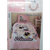 Özdilek Lisanslı Kapitoneli %100 Pamuk Tek Kişilik Çocuk Yatak Örtüsü (160X230)-MINNIE Garden Pembe - 160 x 230 cm