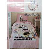 Özdilek Lisanslı Kapitoneli Pike %100 Pamuk Tek Kişilik Çocuk Yatak Örtüsü (160x230)-Minnie Garden Pembe
