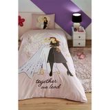 Özdilek Lisanslı Lastikli Çarşaflı Tek Kişilik Çocuk Nevresim Takımı-Frozen Magical Pembe