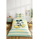 Özdilek Lisanslı Lastikli Çarşaflı Tek Kişilik Çocuk Nevresim Takımı-Mickey Mouse Hawaii Mint