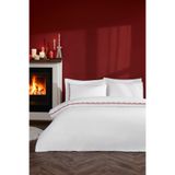 ÖZDİLEK Love Way Çift Kişilik Nakışlı Saten Nevresim Takımı,Beyaz 200 X 220