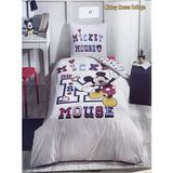 Özdilek Mickey Mouse Gri Ranforce Tek Kişilik Disney Lisanslı Lastikli Fitted Çocuk Nevresim Takımı - 205 x 200 cm