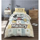 Özdilek Mickey Mouse Star Tek Kişilik Disney Lisanslı Lastikli Fitted Çarşaf Kapitone Çocuk Nevresim Takımı - 180 x 230 cm - Sarı