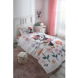 ÖZDİLEK Minnie Mouse Flowers Tek Kişilik Disney Lisanslı Lastikli Fitted Çarşaf Çocuk Nevresim Takım