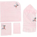 Özdilek Minnie Mouse Nakışlı Bambu Lisanslı Pembe Bebek Bornoz Seti