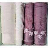 Özdilek Nancy Best Set (Hamam Takımı) Mürdüm-Krem - 50 x 90 cm