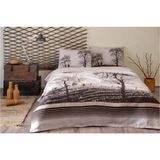 Özdilek Nevresim Takımı Çift Kişilik Wood Kahve - 120 x 200 cm - Açık Gri