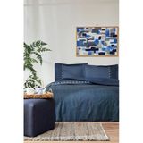 Özdilek Oregon Çift Kişilik Lastikli Çarşaf Denim Nevresim Takımı - Lacivert