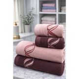 Özdilek Pink Wave Best Set (Hamam Takımı) Bordo-Pembe - 90 x 150 cm - Bordo - Pembe
