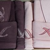 Ozdilek Pink Wave Bordo Pembe Aile Bornoz Seti Bornoz Tak